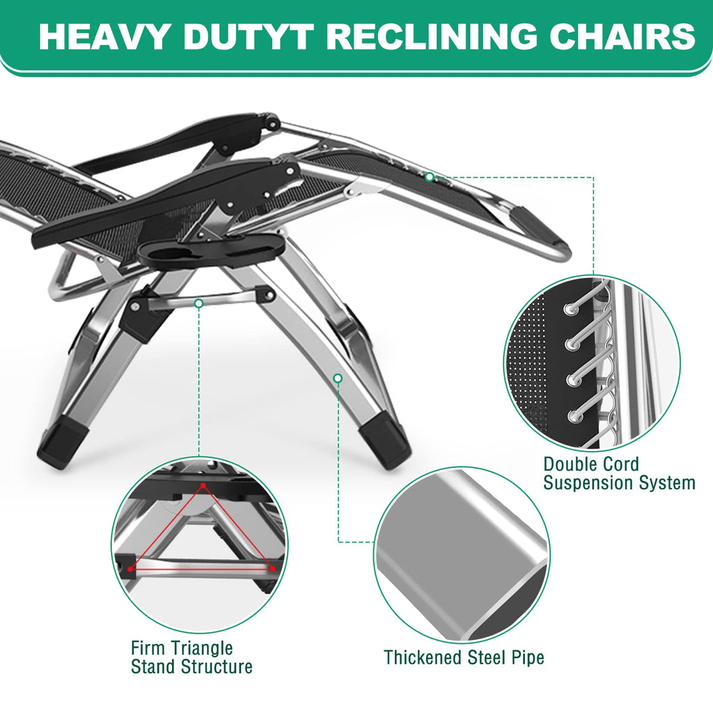 Zero Gravity Folding Lounge Chair with Cushion and Cup Holder N338905