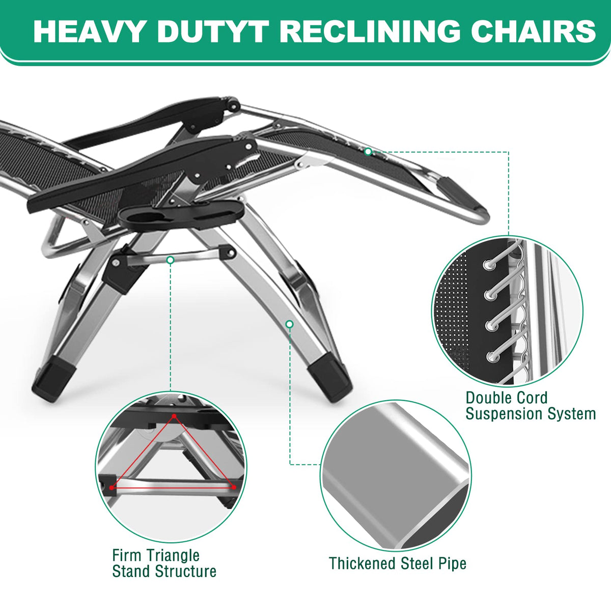 Zero Gravity Folding Lounge Chair with Cushion and Cup Holder N338905