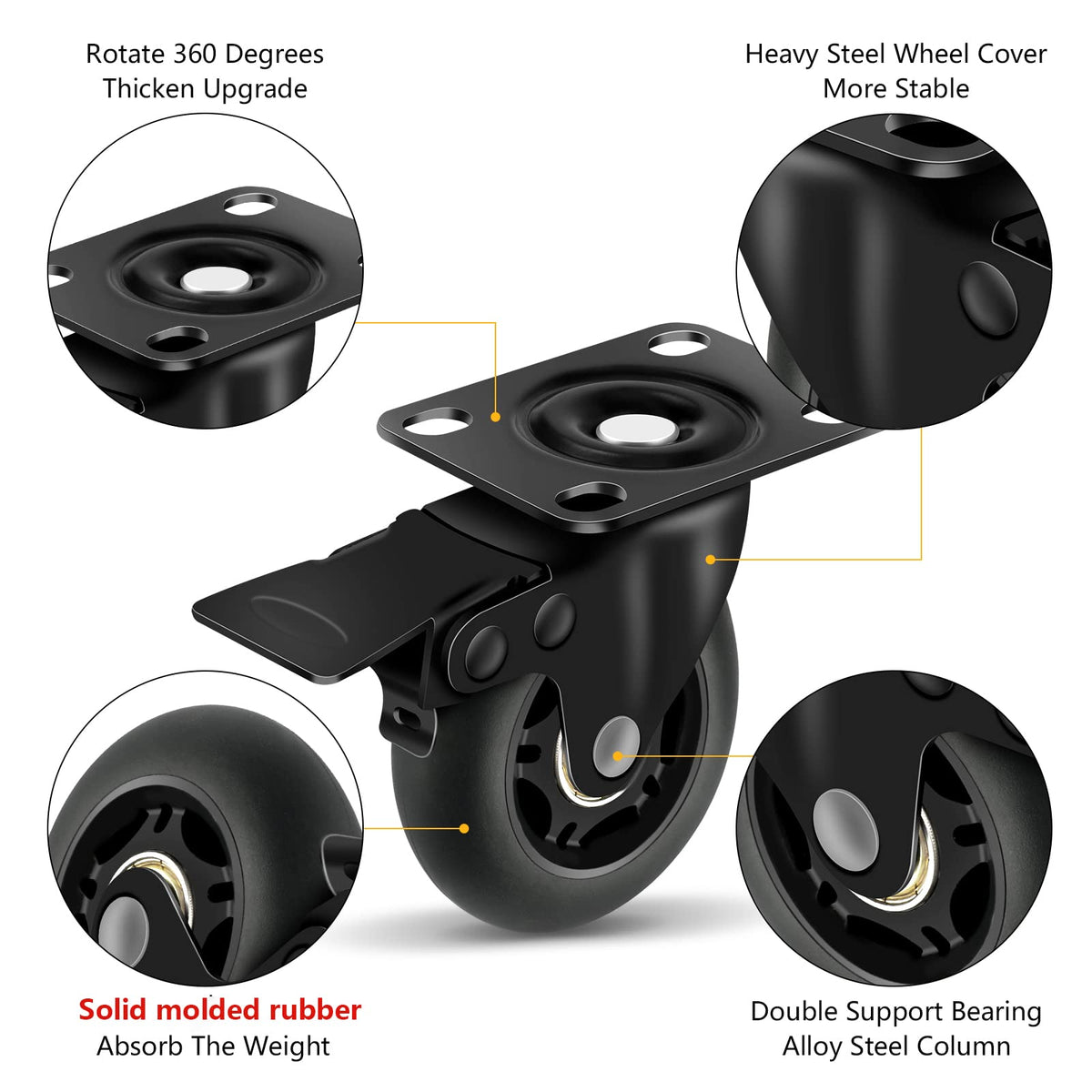 3” Lock Casters Set of 4 Heavy Duty F538