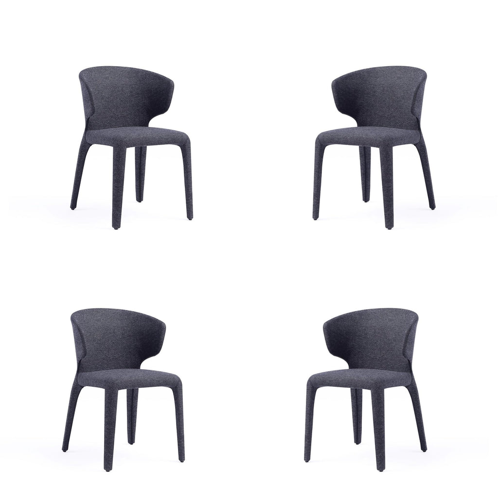 Black Upholstered Dining Chairs Set of 4 H1902