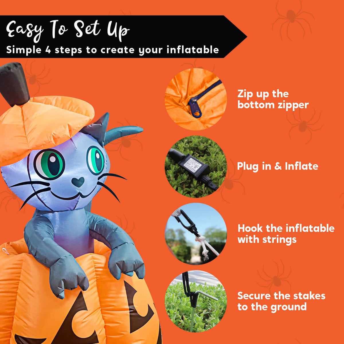 5 FT Animated Pumpkin Inflatable with LEDs E5270