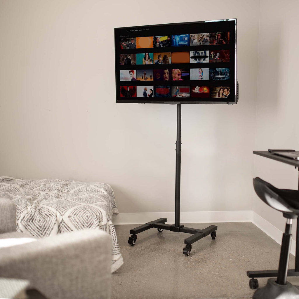 Black Rolling TV Cart for 13 to 50 inch Screens I390