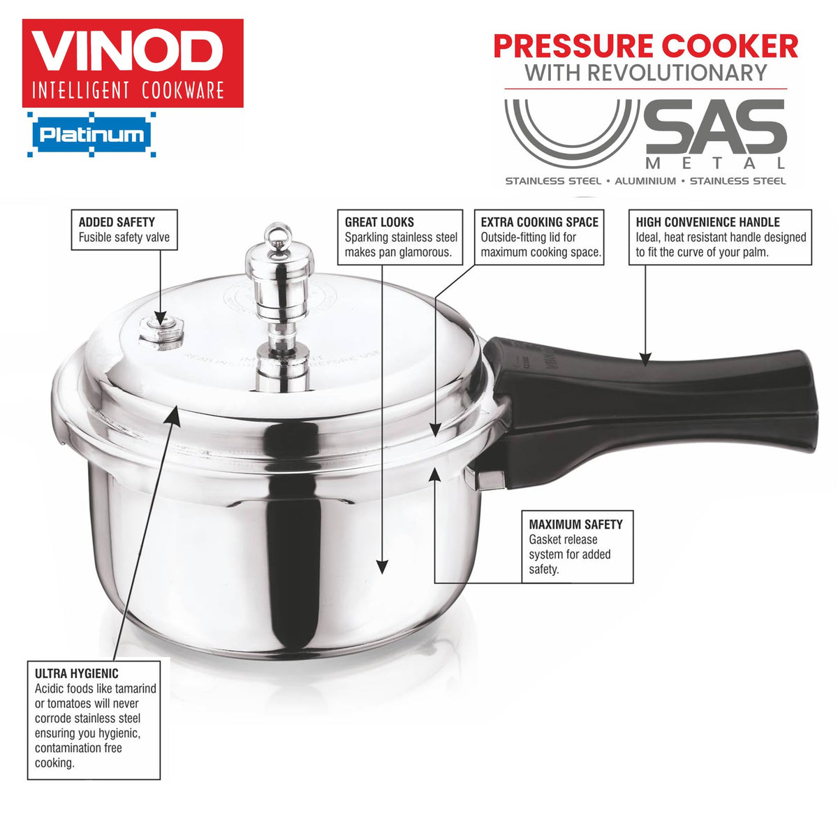 Triply Stainless Steel Pressure Cooker 68 oz M252