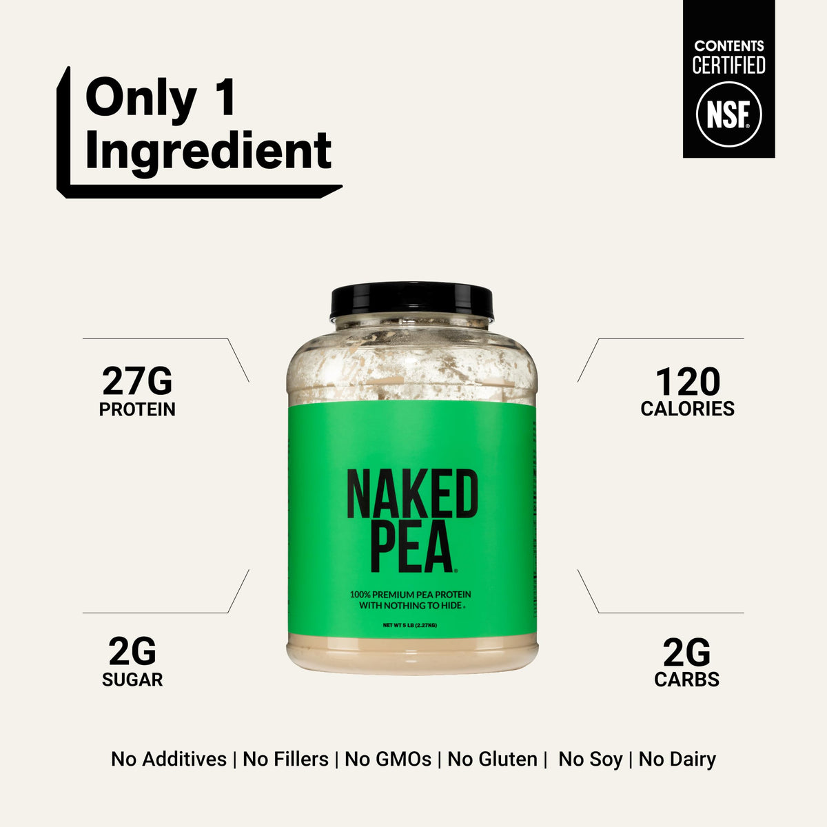 Unflavored Vegan Pea Protein Powder Isolate 5LB A9062