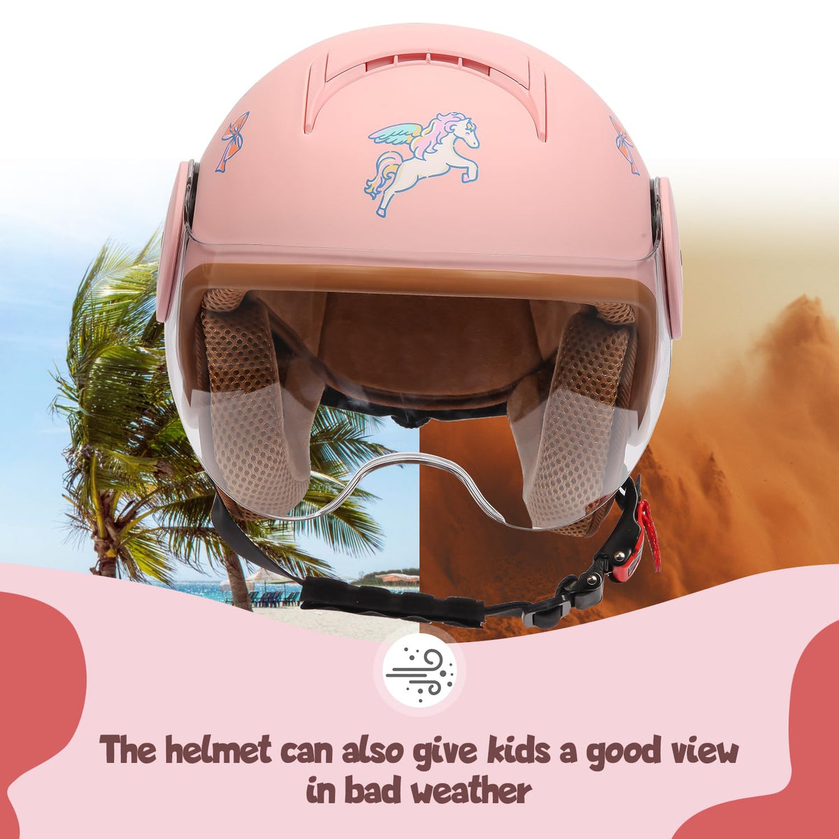 Kids 3/4 Open Face Motorcycle Helmet D6188