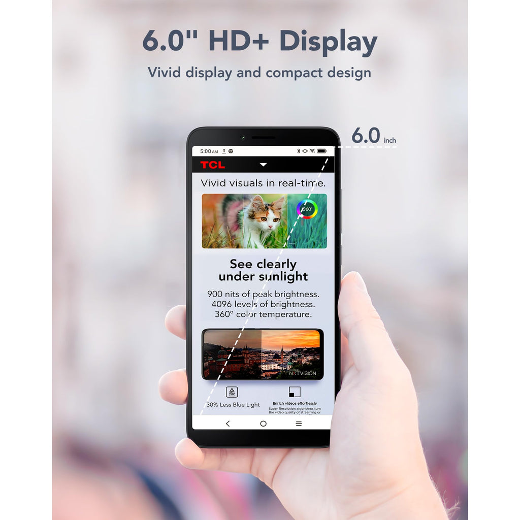 Unlocked Smartphone with 6.0" HD+ Display, 3+32GB, 3000mAh Battery, Android 13, Space Black T665