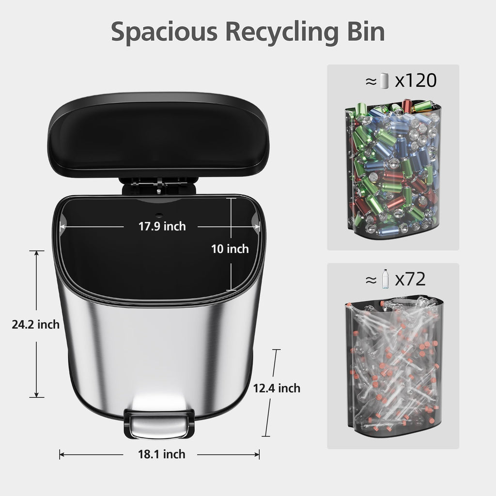 50L Stainless Steel Step-On Trash Can O784