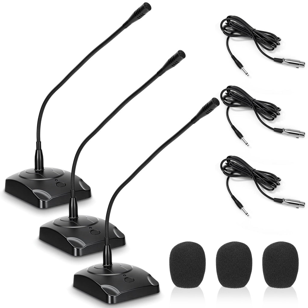 3 Pcs Gooseneck Wired Microphone with Base T44572