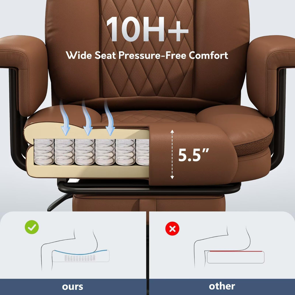 Big and Tall 500LBS Reclining Office Chair with Footrest U172033