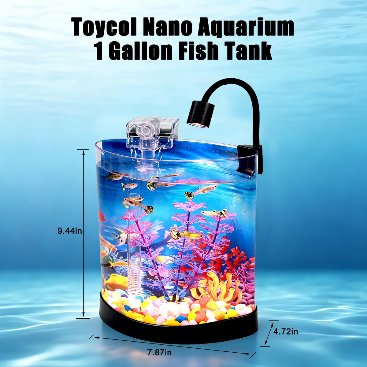 1 Gallon Half Moon Fish Tank O5097