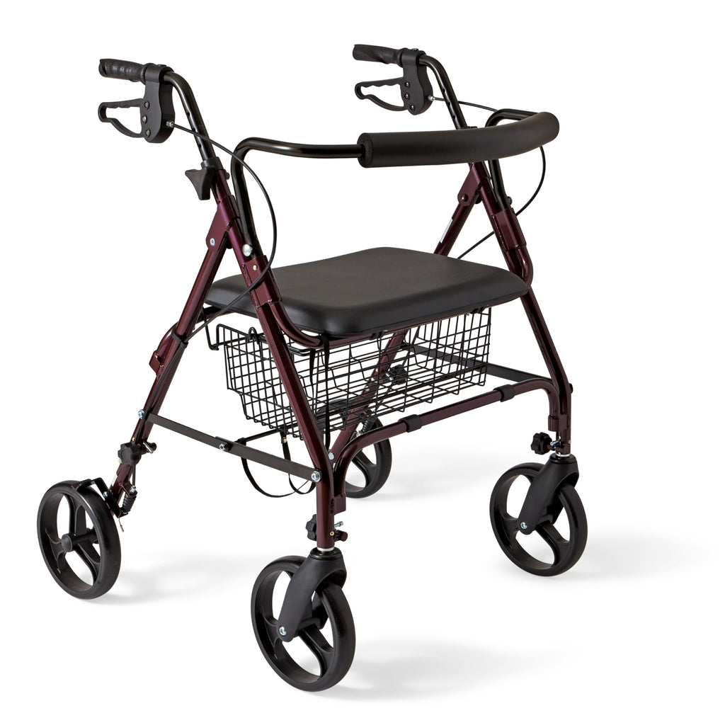 Burgundy Aluminum Bariatric Rollator Walker with Seat L33159