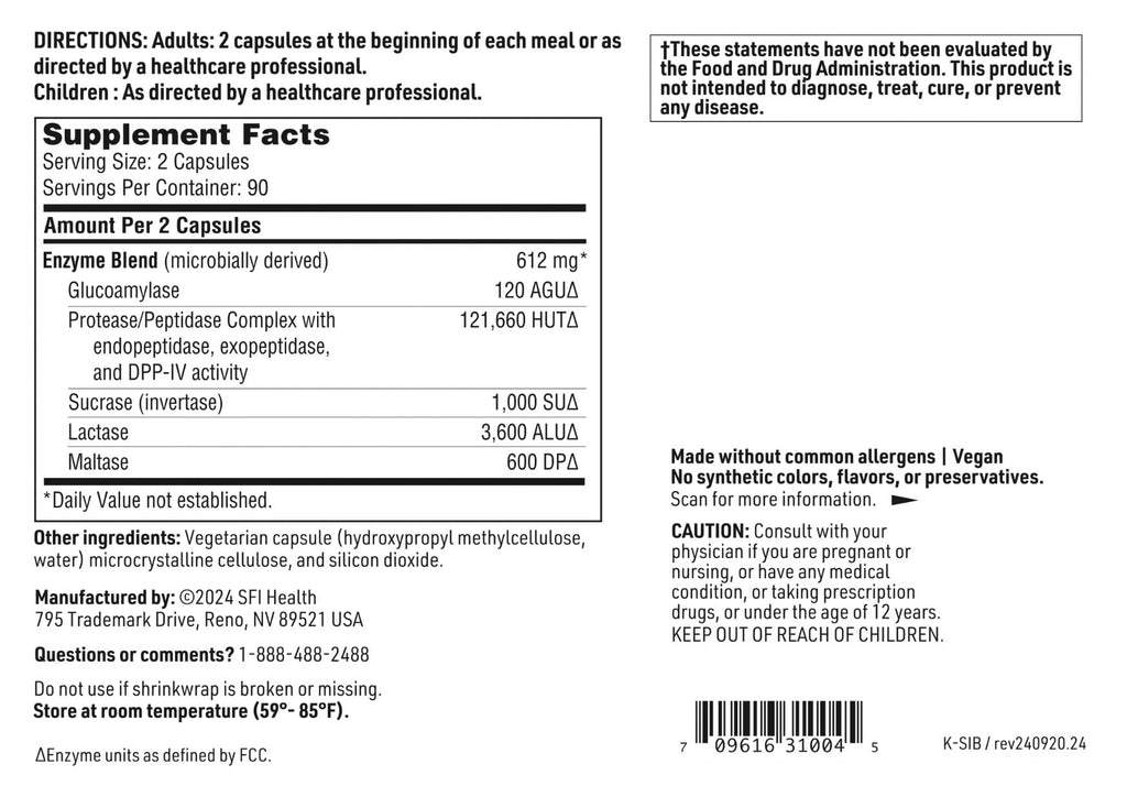 Digestive Enzymes 180 Capsules K568