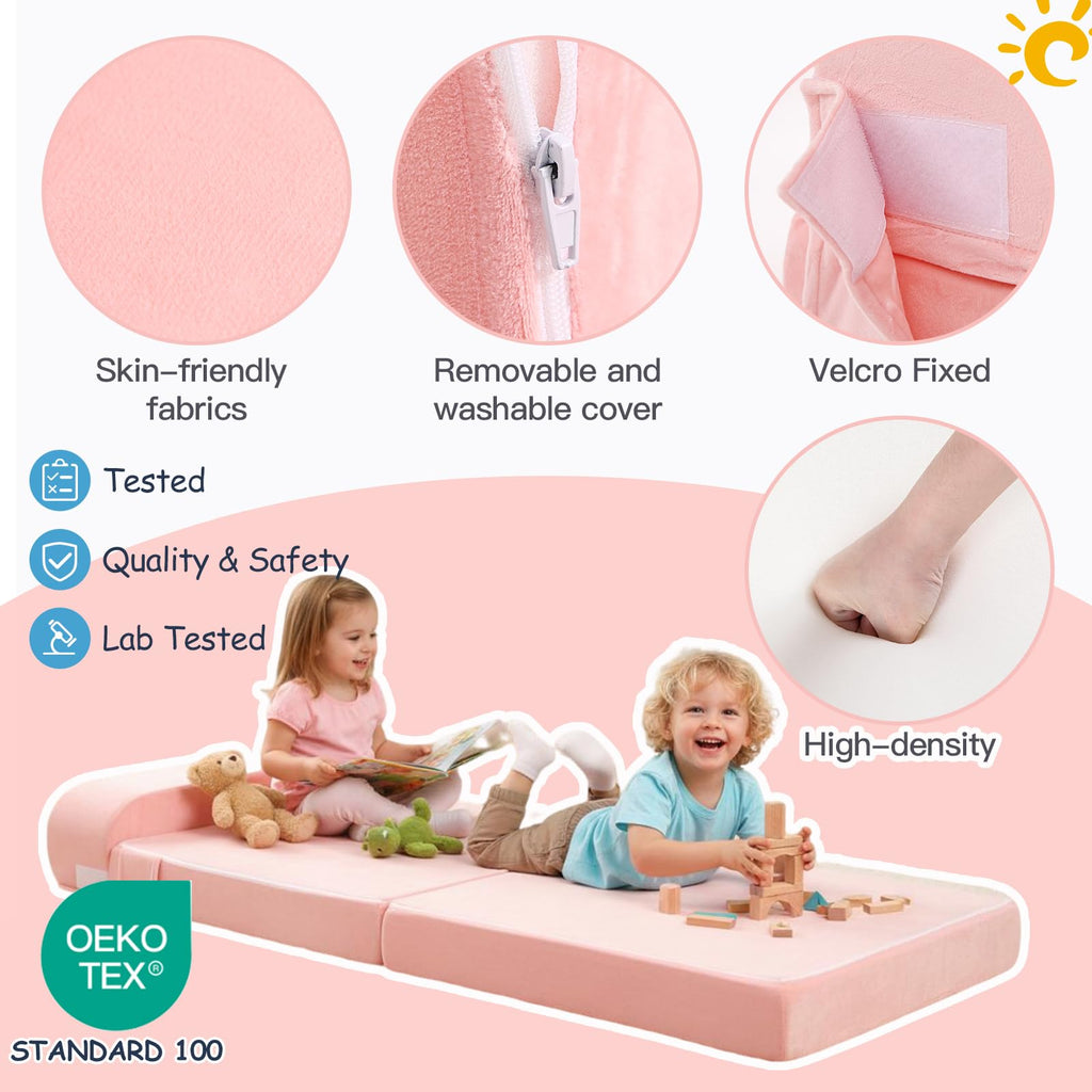 Pink Folding Sofa Bed with Removable Cover G94958