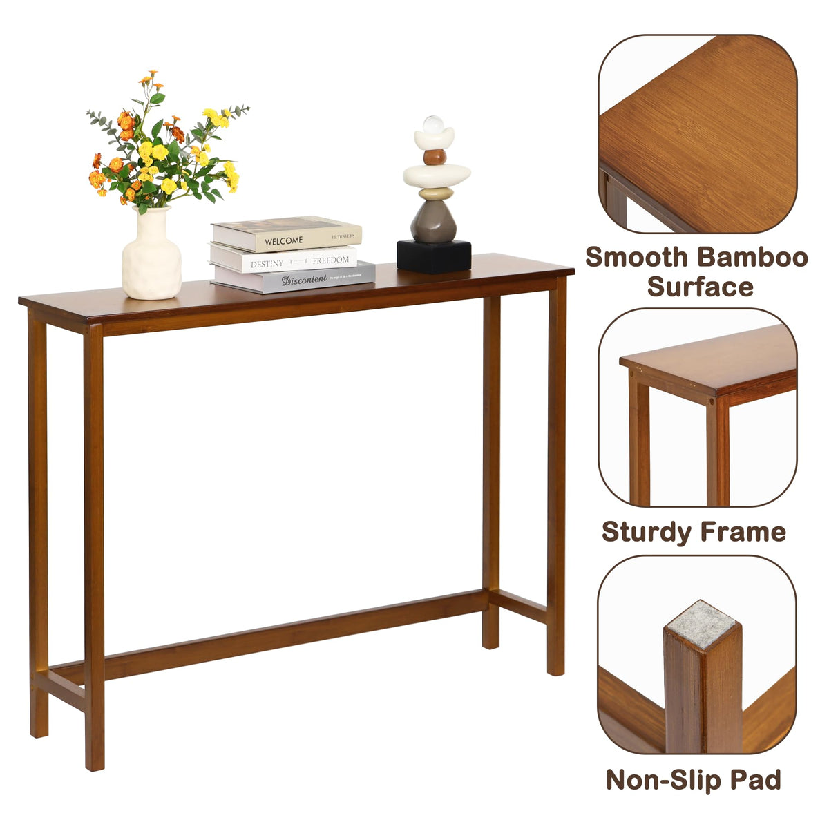 Bamboo Narrow Wood Console Table L19365
