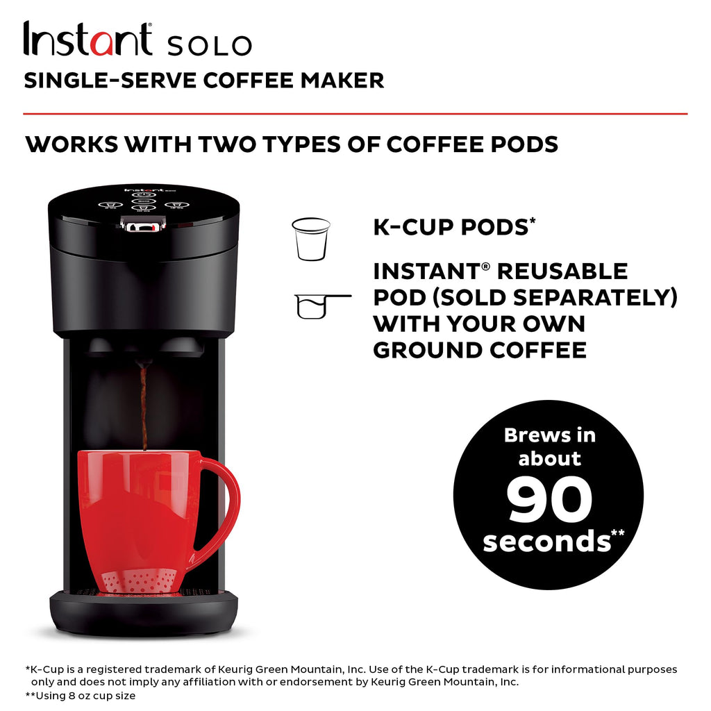 Single Serve K-Cup Pod Compatible Coffee Maker with 40oz Water Reservoir, Black E690527