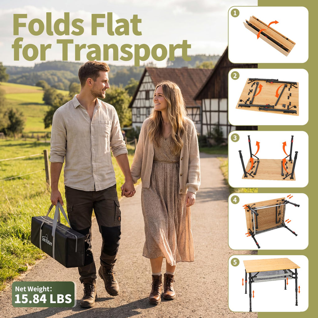 Bamboo Aluminum Folding Camping Table H6522