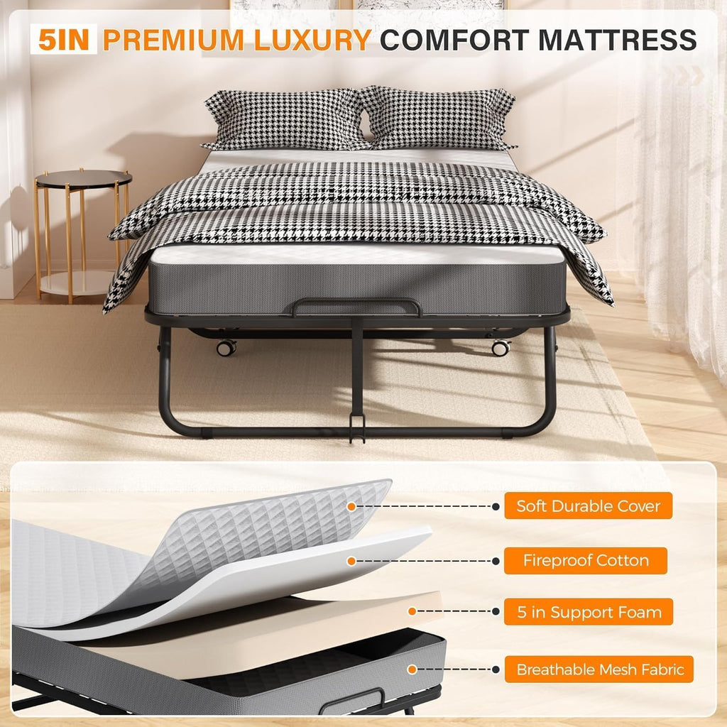 Folding Bed with Mattress 75" x 31" 5" Memory Foam F517923