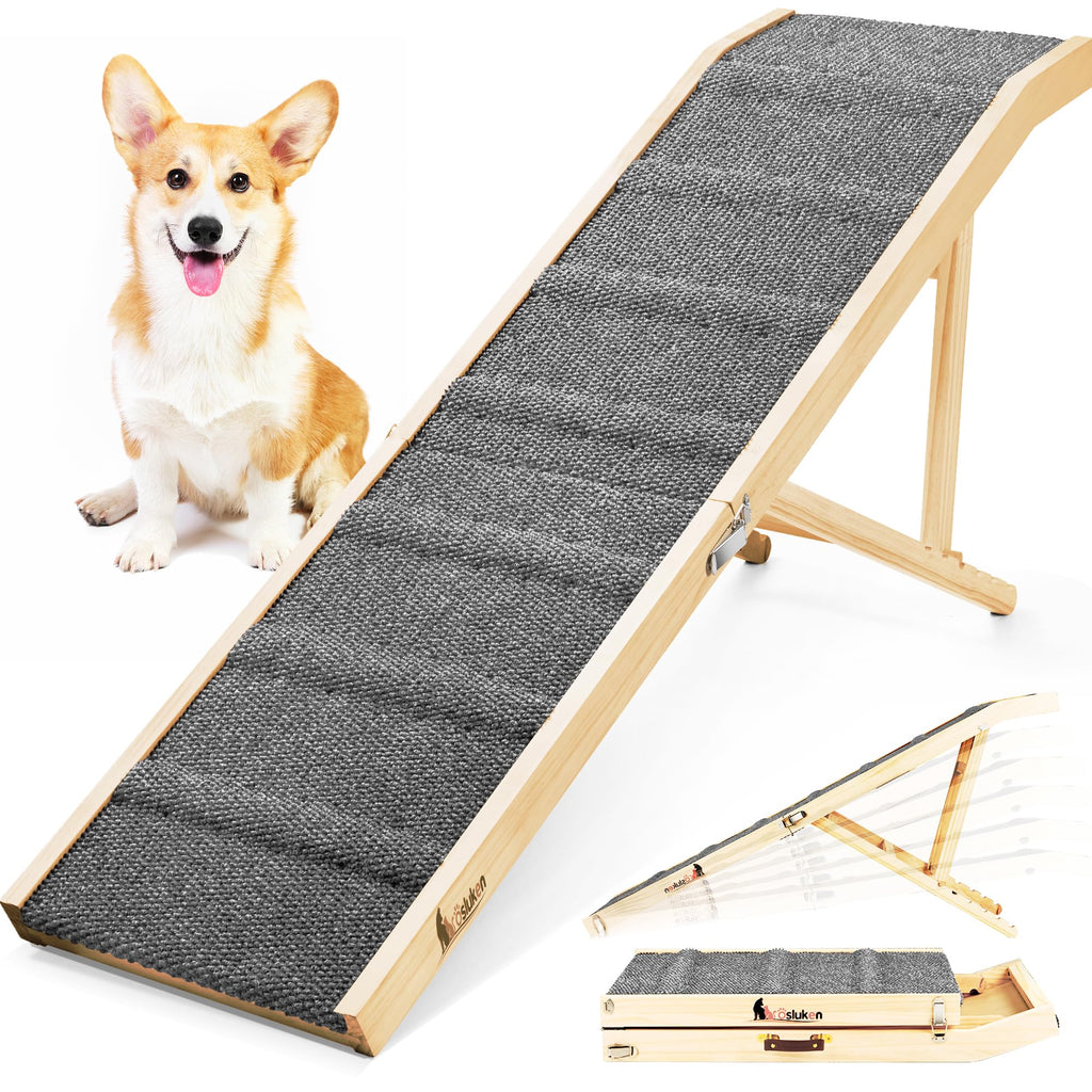 Foldable Dog Ramp with Platform 6 Adjustable Heights P748