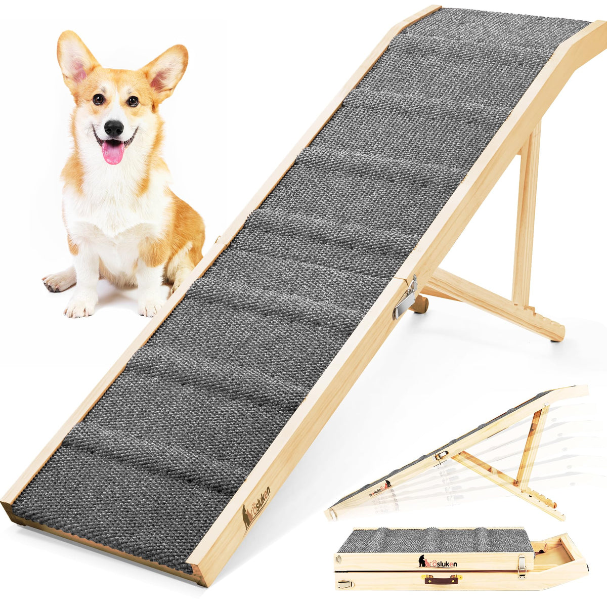Foldable Dog Ramp with Platform 6 Adjustable Heights P748
