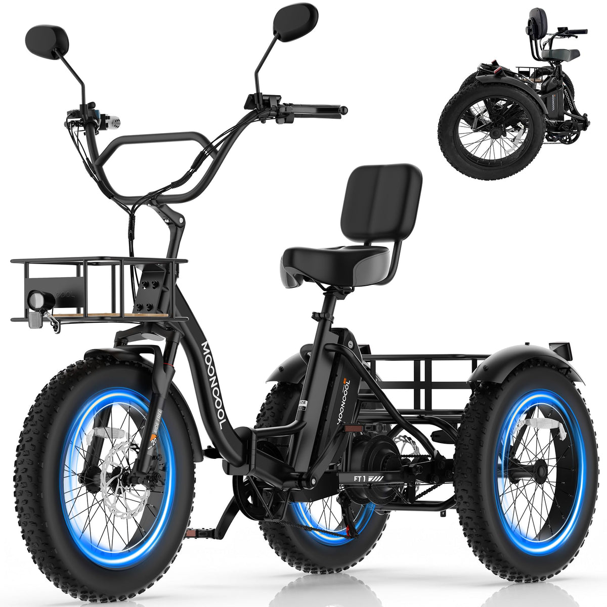 20" Fat Tire 7 Speed Folding Electric Trike P43133