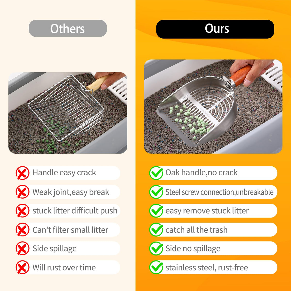 304 Stainless Steel Cat Litter Scoop with Holder Stand M872026