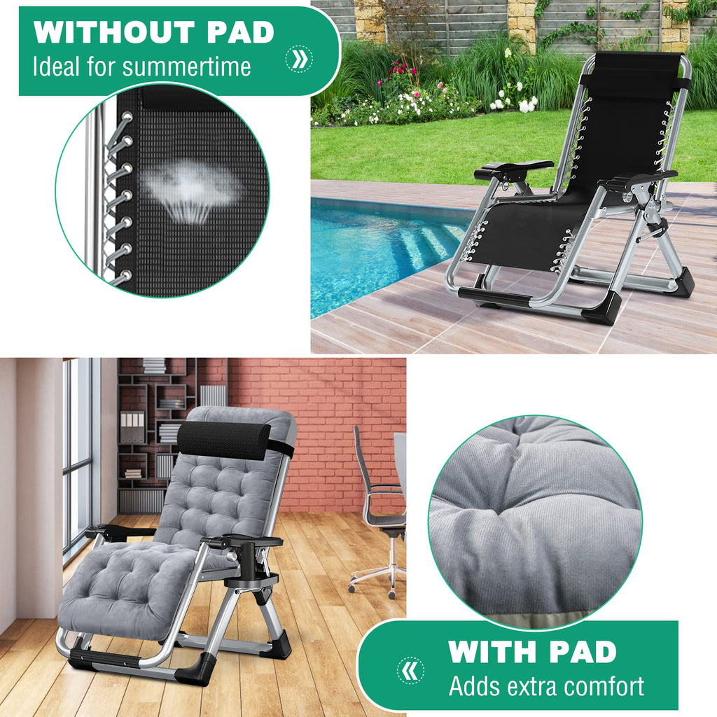 Zero Gravity Folding Lounge Chair with Cushion and Cup Holder N338905