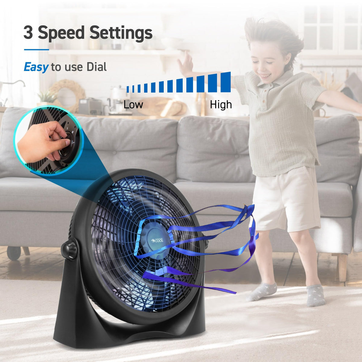 16 Inch High Velocity Floor Fan, Black E421838