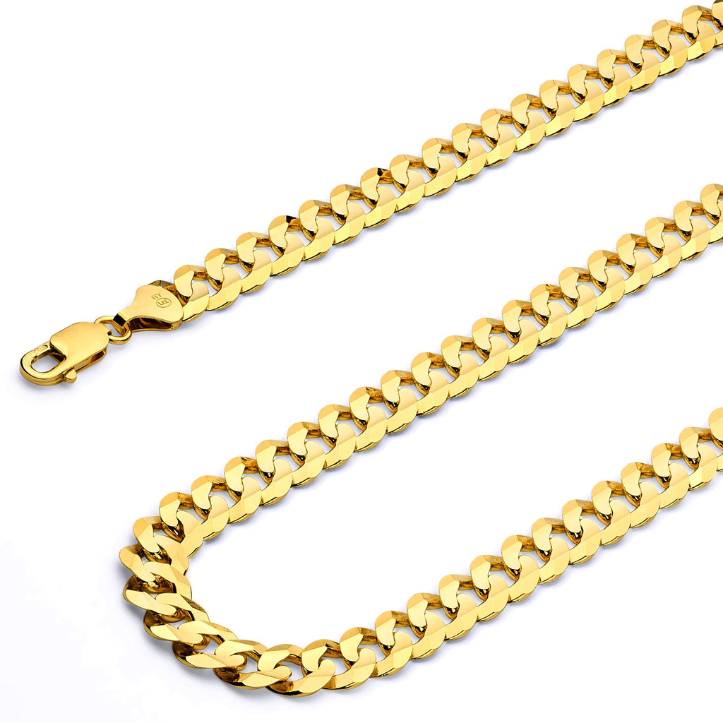 14k Yellow White Two Tone Gold Cuban Concave Curb Chain Necklace Bracelet D71851