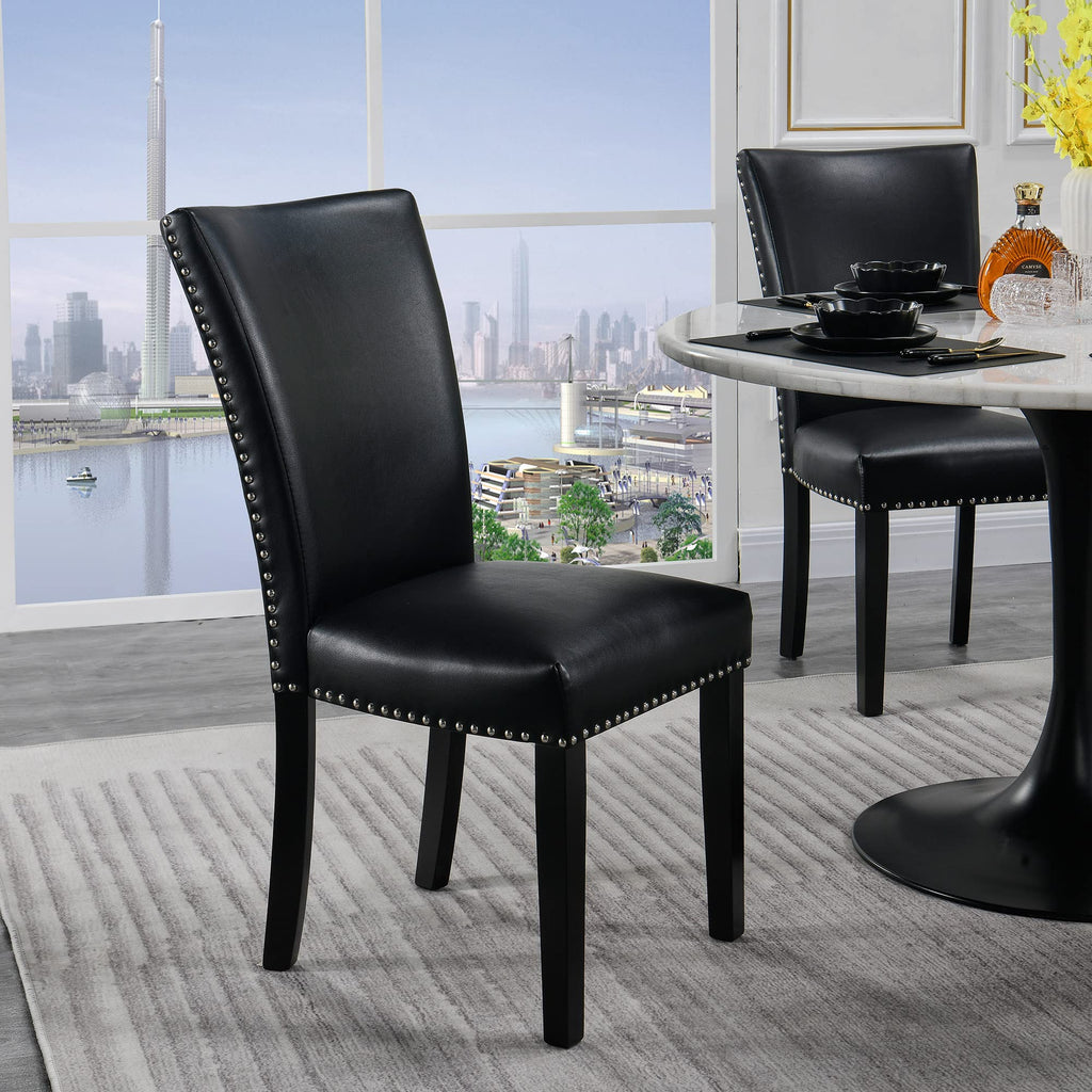 Faux Leather Upholstered Dining Chairs Set of 2 Black L901195