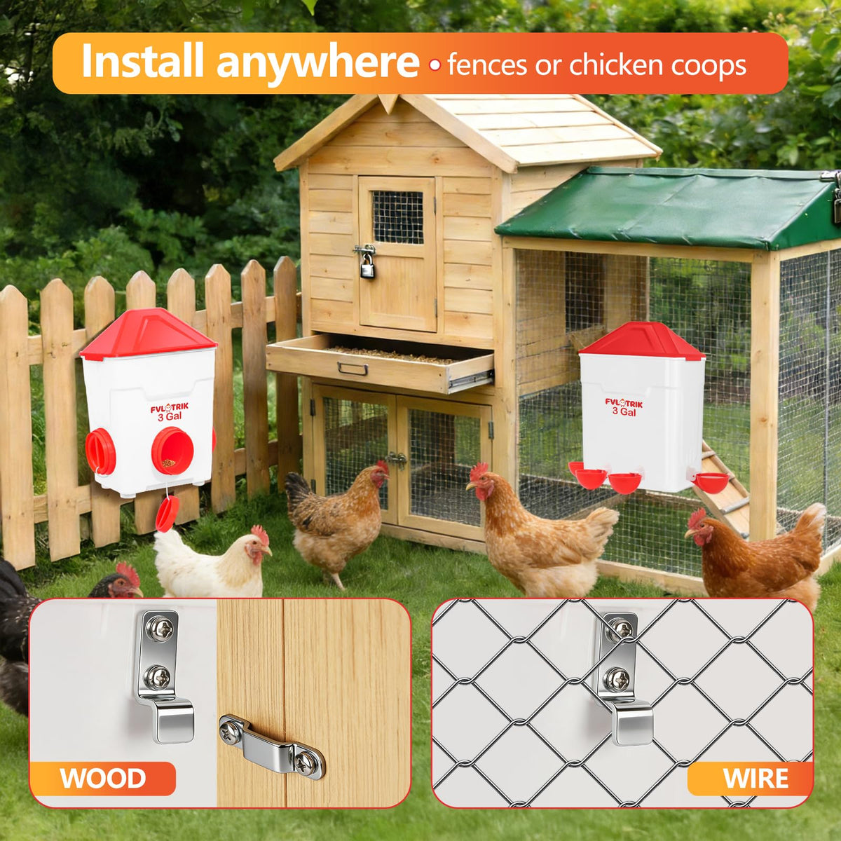 3 Gallon Chicken Waterer and Feeder Set I796671
