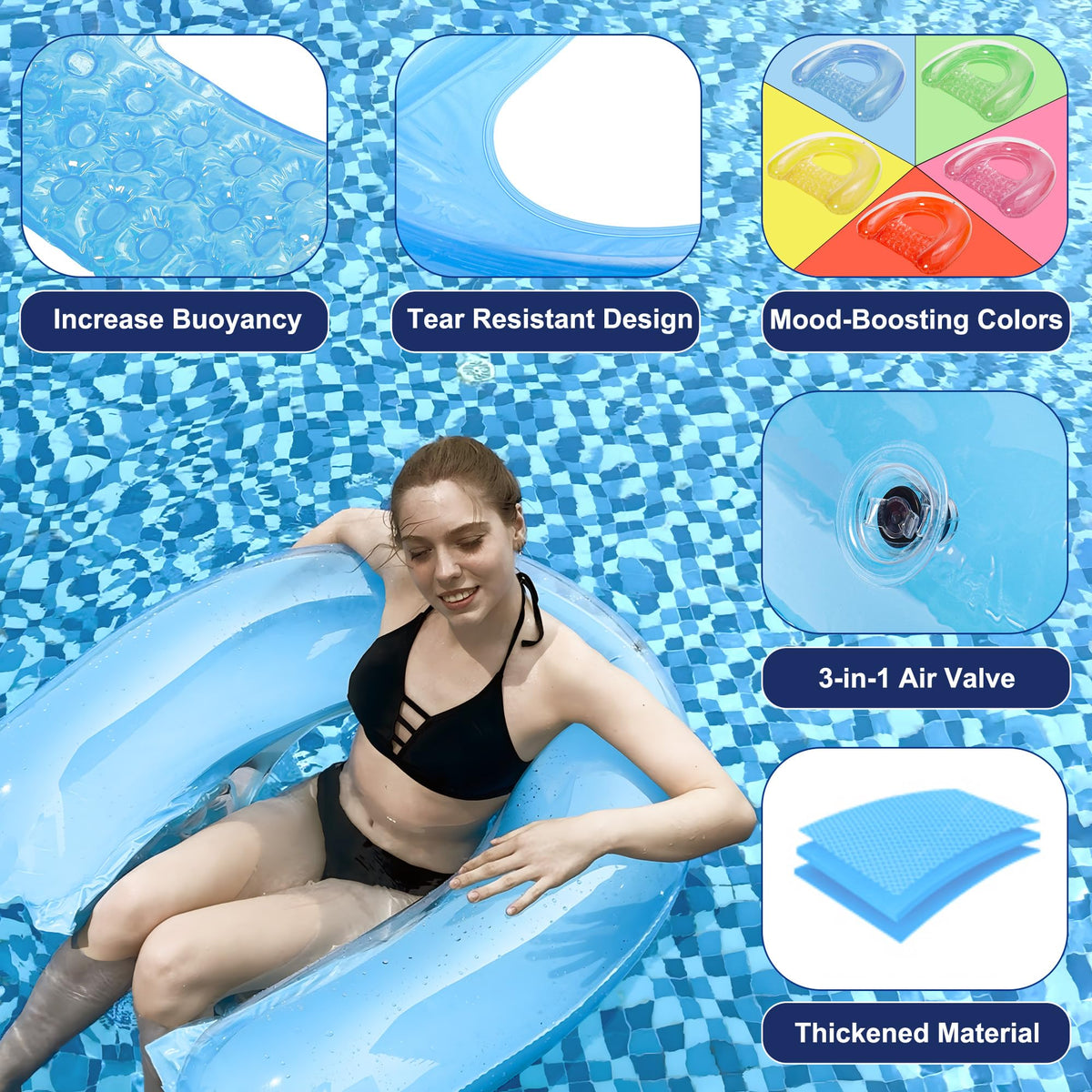 4 Pack Inflatable Pool Chair Float P15095