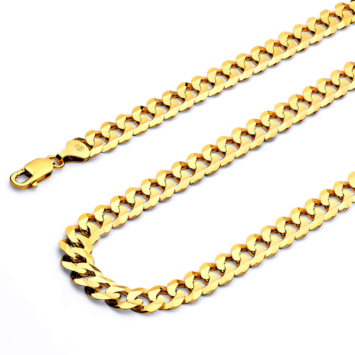 14k Yellow White Two Tone Gold Cuban Concave Curb Chain Necklace Bracelet D71851