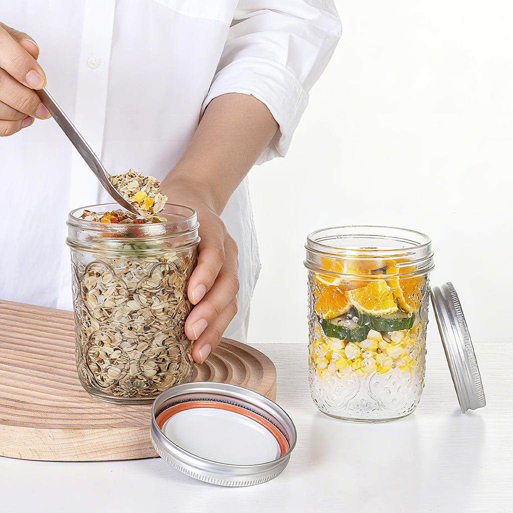 16oz 6 Pack Wide Mouth Glass Mason Jars with Metal Lids X985