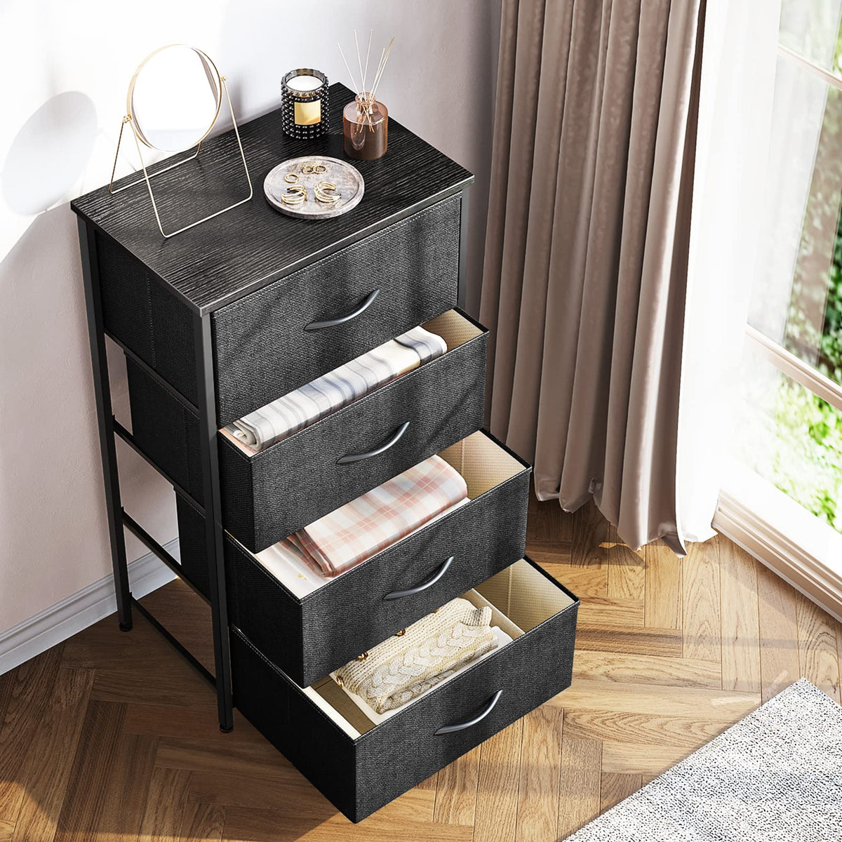 Black 4 Drawer Small Dresser Z236849