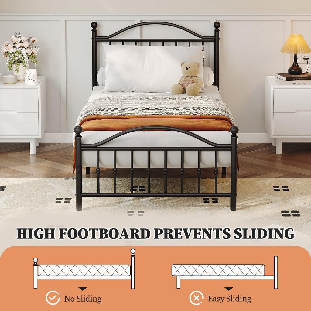 Twin Size Metal Platform Bed Frame with Headboard & Footboard C696