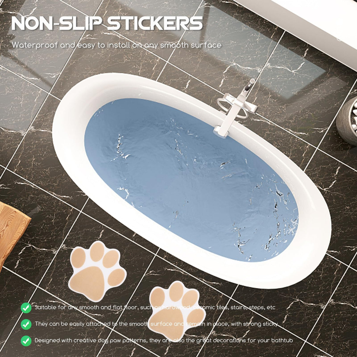 Gold Dog Paw Bathtub Sticker 20 Pack P99056