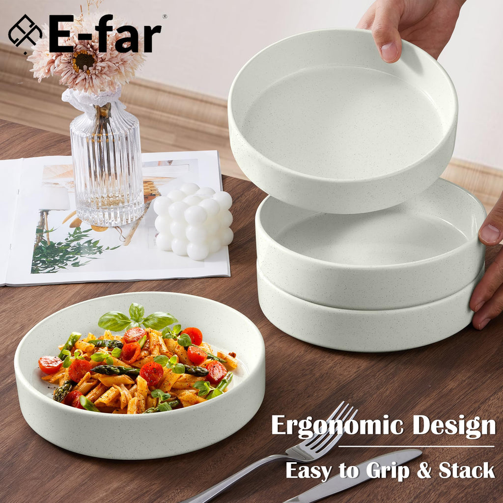 18-Piece Speckled White Stoneware Dinnerware Set E4497