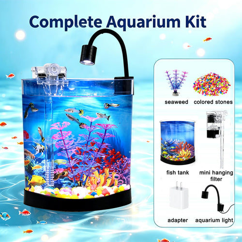 1 Gallon Half Moon Fish Tank O5097