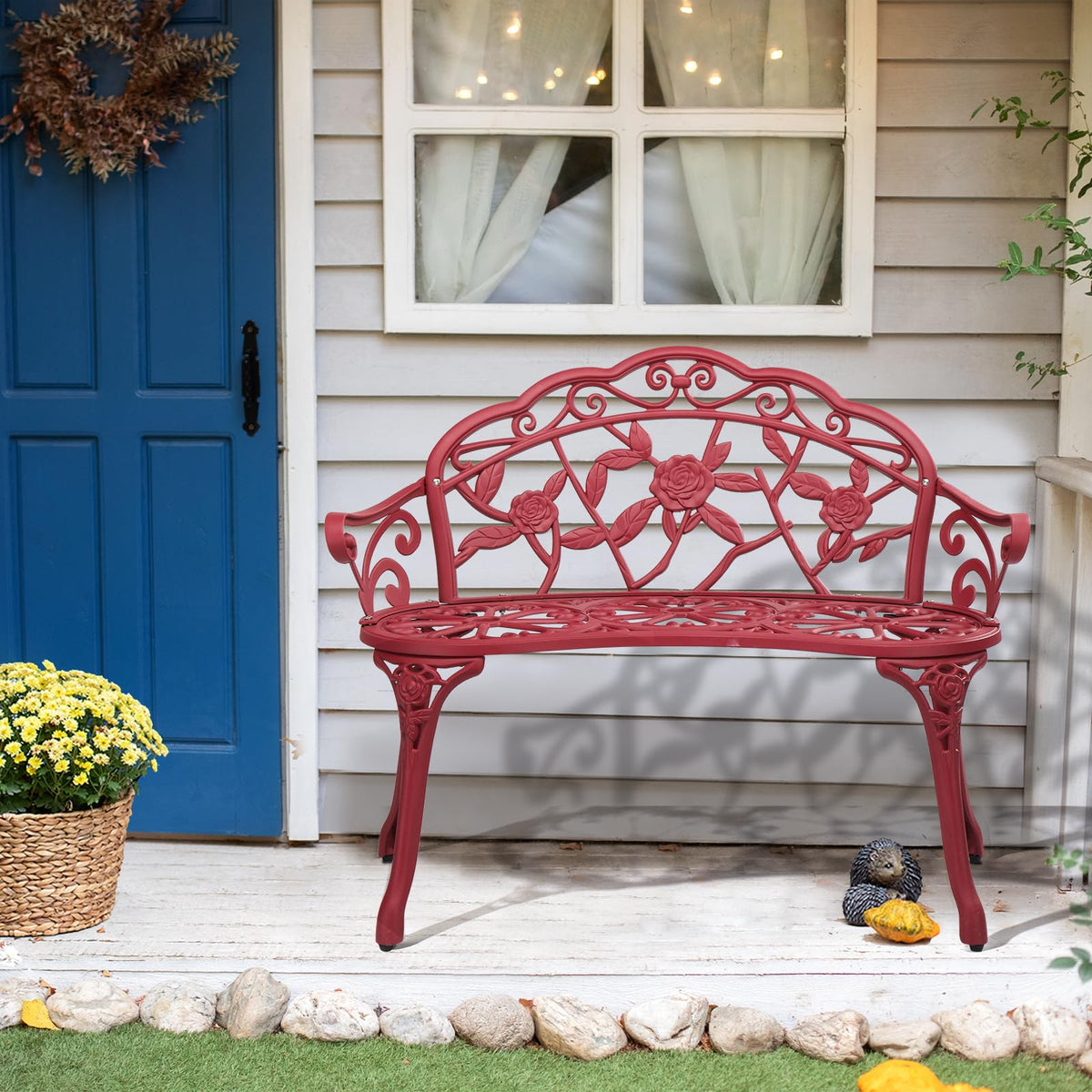 38.5" Cast Iron Aluminum Patio Bench J898193
