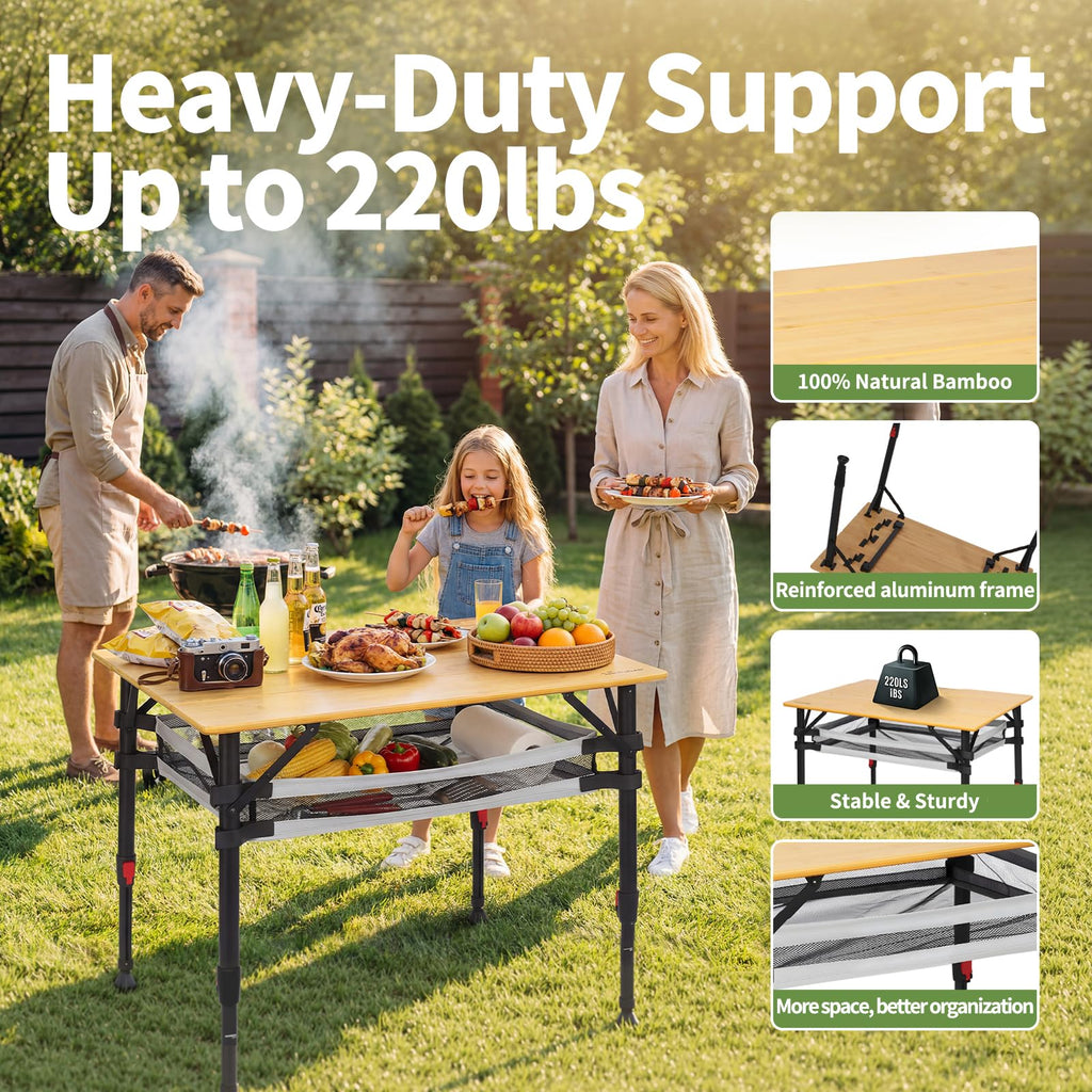 Bamboo Aluminum Folding Camping Table H6522