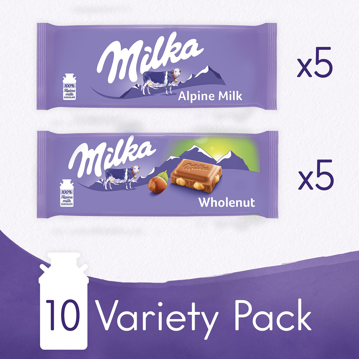 Chocolate Bars Variety Pack, Alpine Milk & Hazelnut, 10 - 3.52 oz Bars G371963