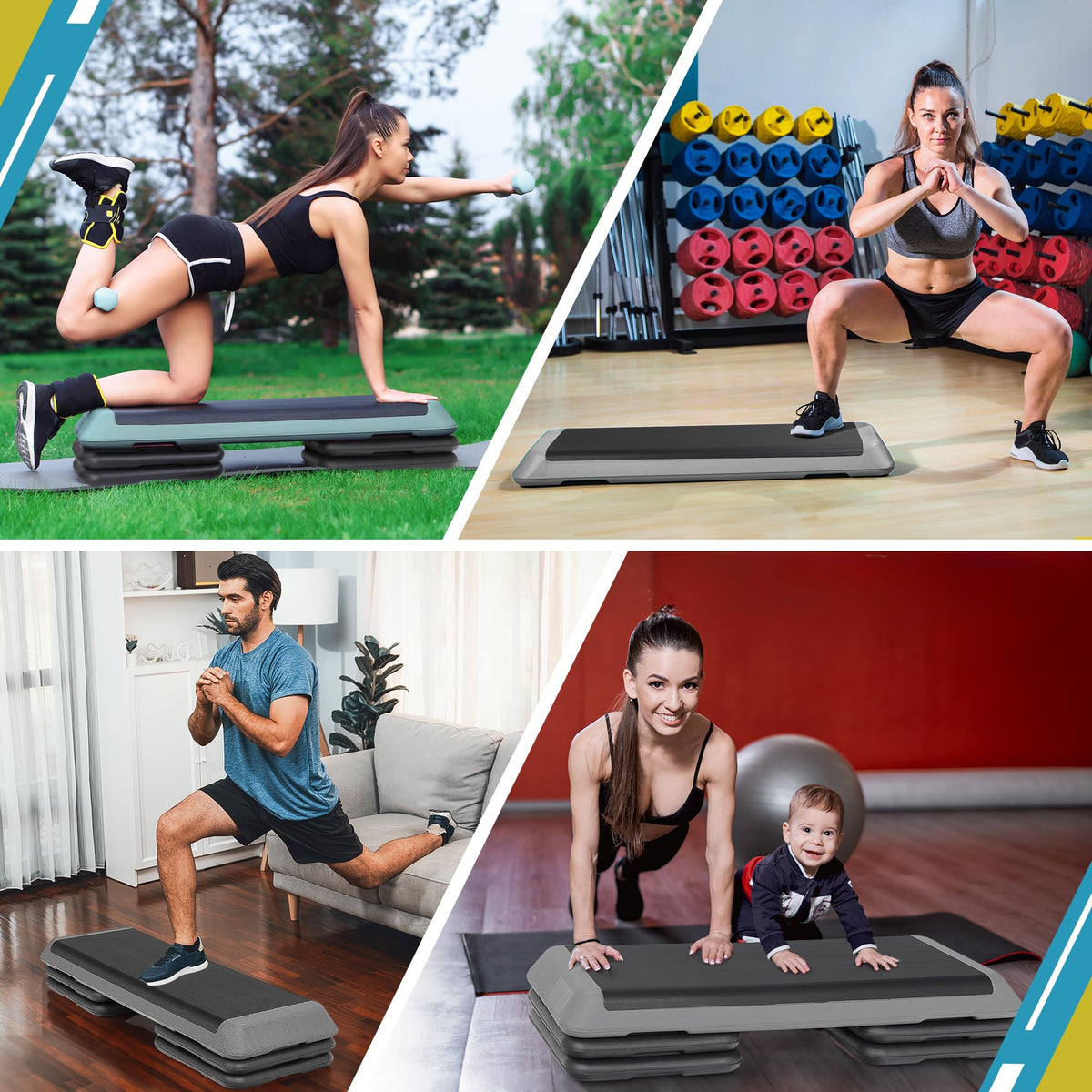 43 Inch Adjustable Aerobic Step Platform with 4 Risers R3571