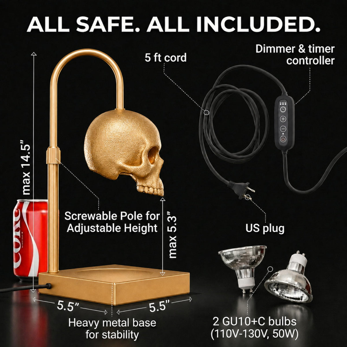 Skull Candle Warmer Lamp with Timer and Dimmer V476