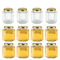 16 oz Hexagon Glass Honey Jars with Lids, 12 Pack M53469