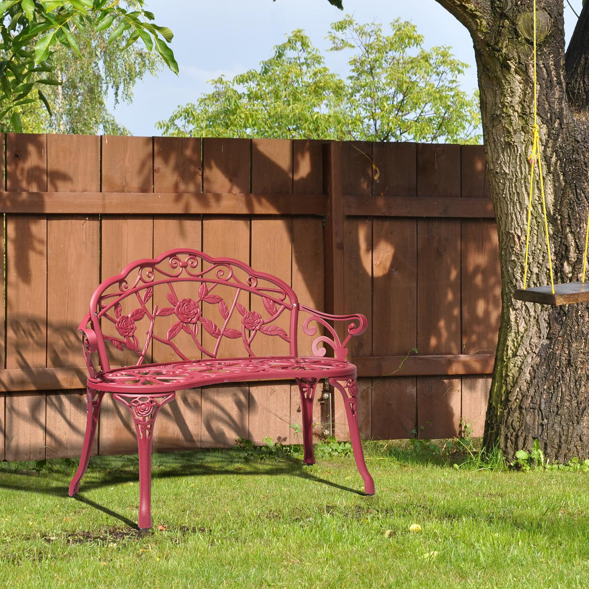 38.5" Cast Iron Aluminum Patio Bench J898193