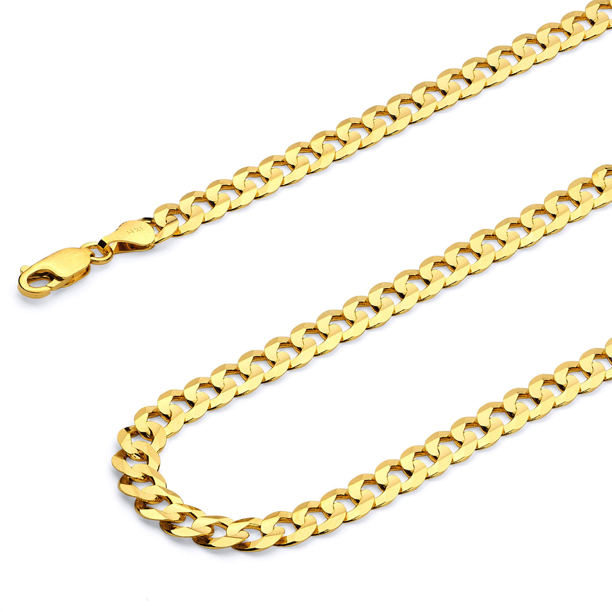 14k Yellow White Two Tone Gold Cuban Concave Curb Chain Necklace Bracelet D71851