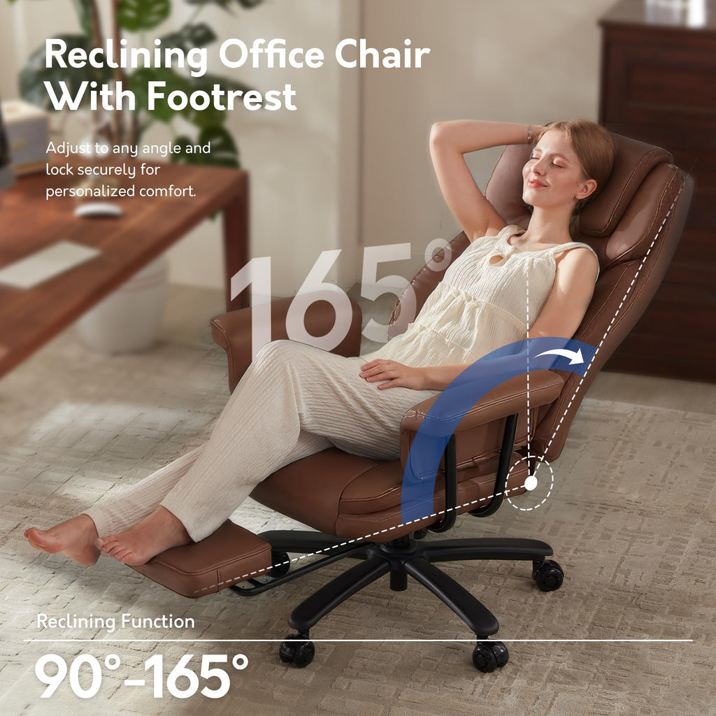 Big and Tall 500LBS Reclining Office Chair with Footrest U172033