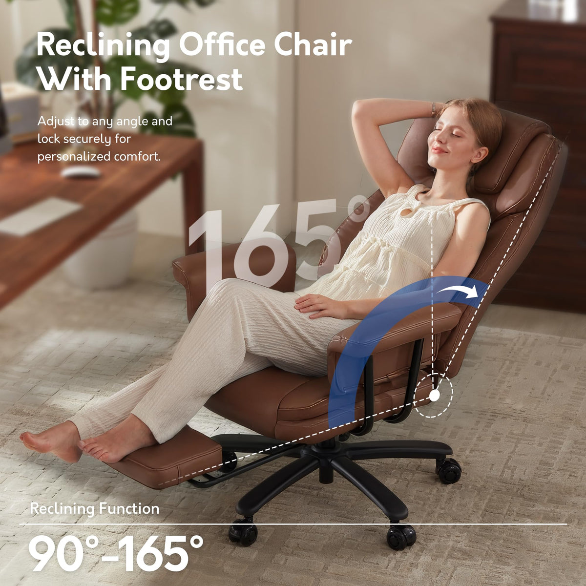 Big and Tall 500LBS Reclining Office Chair with Footrest U172033