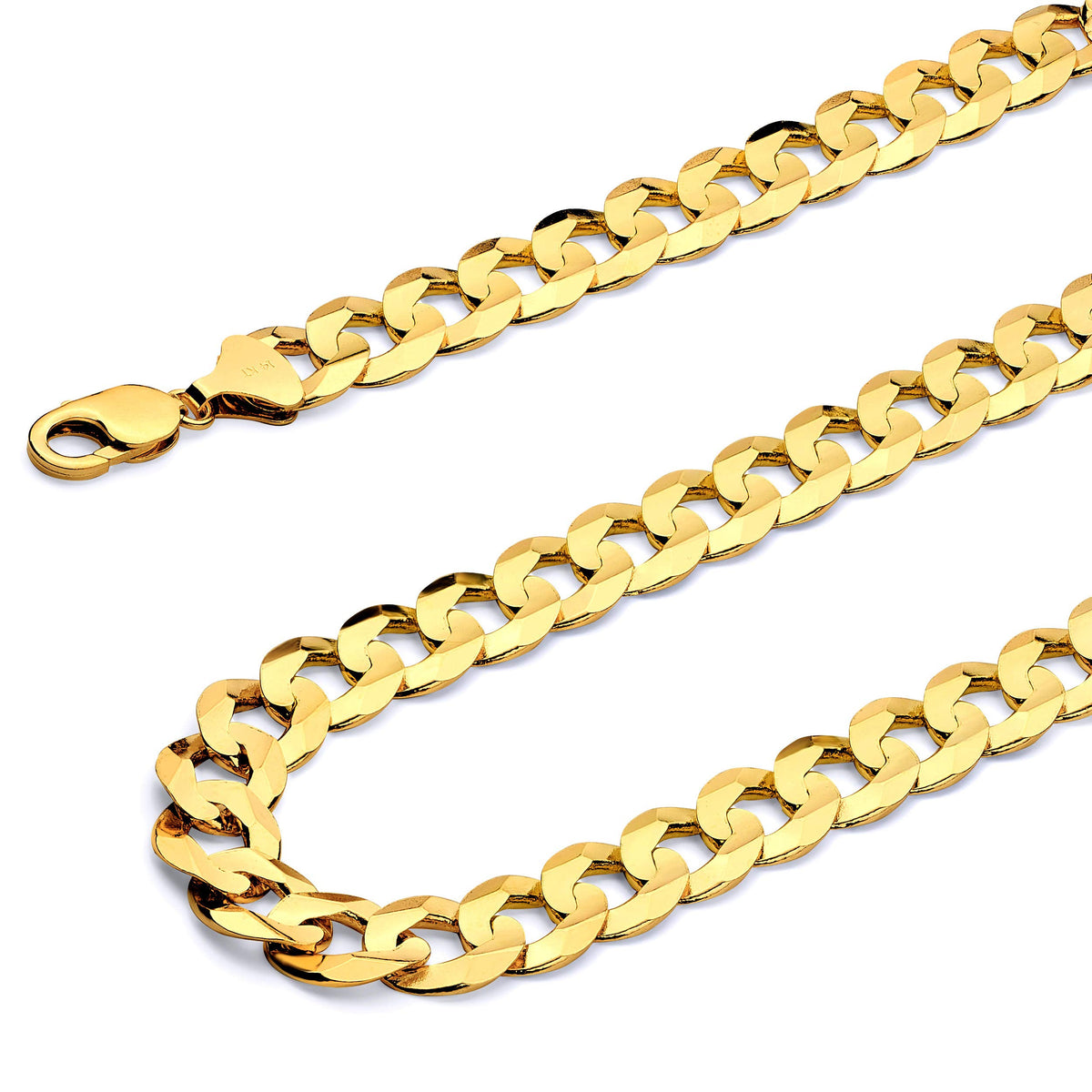 14k Yellow White Two Tone Gold Cuban Concave Curb Chain Necklace Bracelet D71851