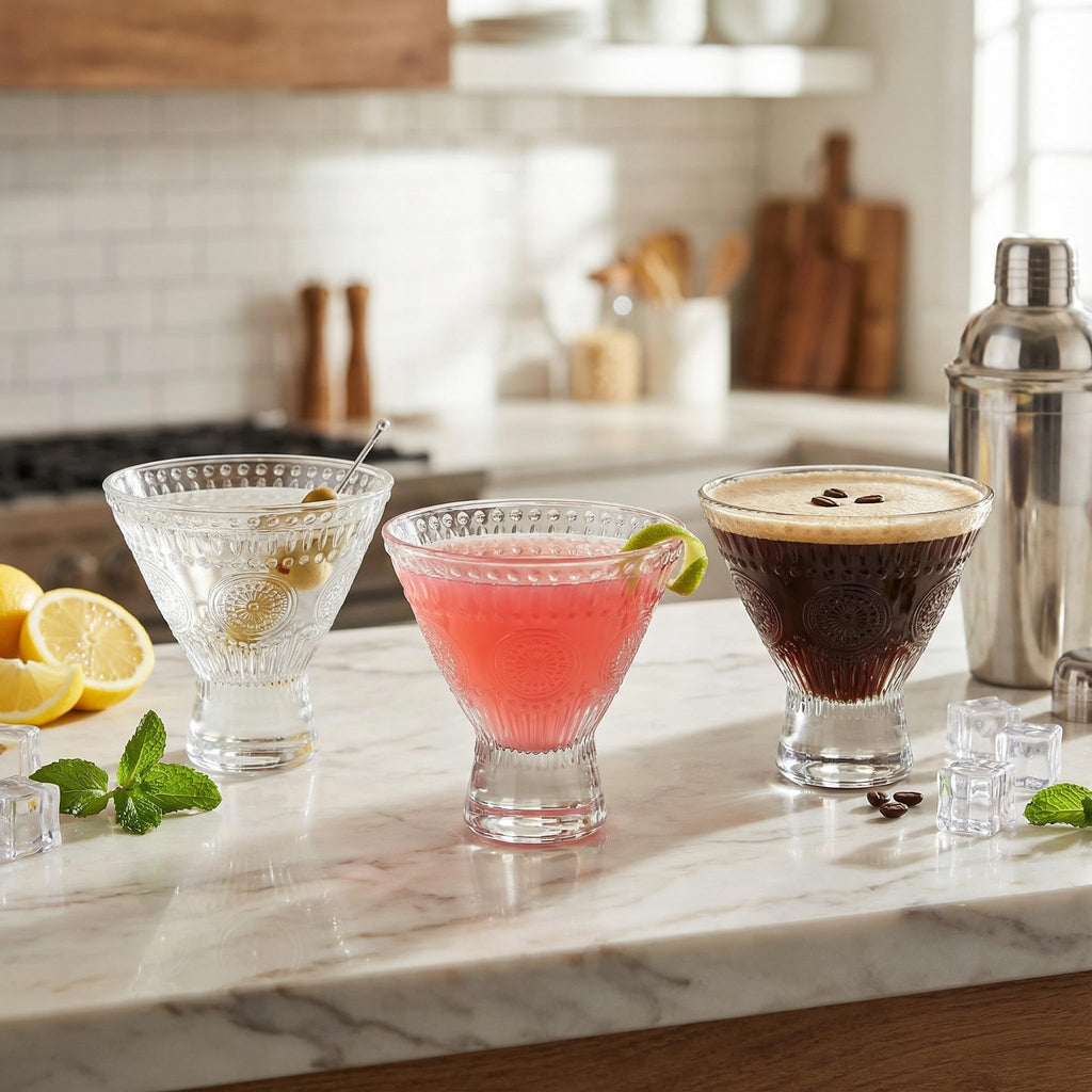 6 Pack 8 oz Stemless Martini Glasses W8486